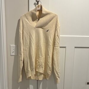 Nautica Men's V-Neck Sweater in Cream